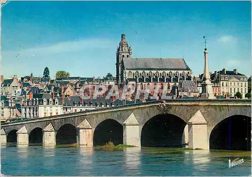 Moderne Karte Les Merveilles du Val de Loire Blois Loir et Cher Le pont sur la Loire  et la cathedrale Saint L