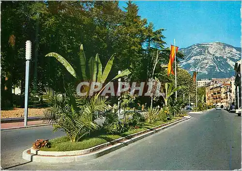 Cartes postales moderne Aix Les Bains La belle decoration meridionale de l avenue des Thermes et la Gate Au fond le Mont