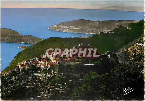 Moderne Karte La Cote d Azur Eze La rade de Villefranche le Cap d Antibes et l Esterel vus de la route de la G