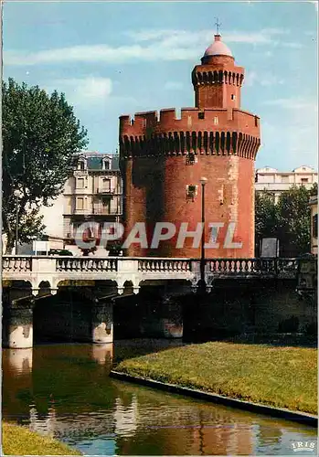 Moderne Karte Le Roussillon Perpignan Pyrenees Orientales Le Castillet xiv siecle et le pont Magenta sur la Ba