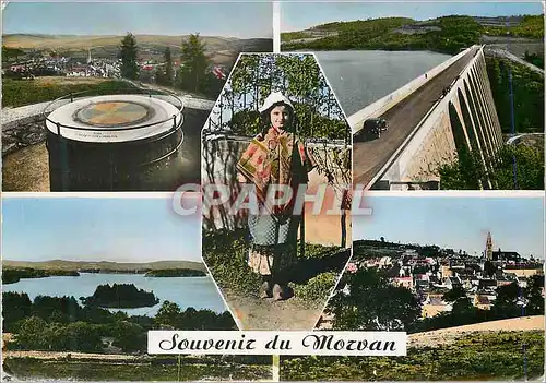 Moderne Karte Souvenir du Morvan Chateau Chinon Table d Orientation Barrage de Pannesiere Lac des Settons Les
