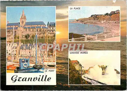 Cartes postales moderne Granville La plage Grande maree Le port Bateaux