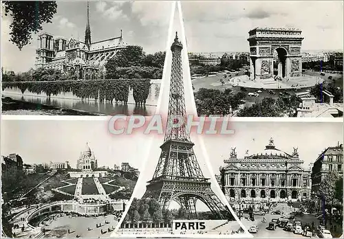 Cartes postales moderne Paris Vue sur Notre Dame L Abside L Arc de Triomphe et Place de l Etoile La Tour Eiffel La Basil