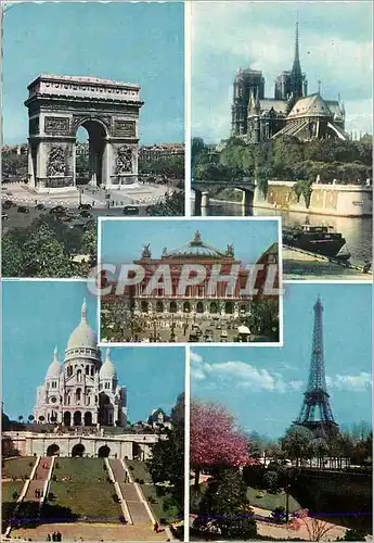 Cartes postales moderne Paris L Arc de Triomphe Notre Dame L Opera Le Sacre Coeur La Tour Eiffel