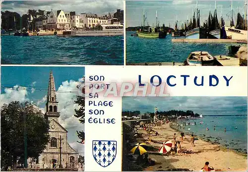 Cartes postales moderne La Bretagne en Couleurs Loctudy Finistere Eglise du xii siecle avec facade du xviii siecle Port
