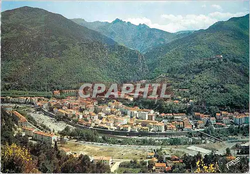 Moderne Karte Roussillon Le Vallespir Amelie les Bains Station thermale et climatique Vue generale au fond les