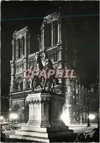 Moderne Karte Paris Facade de Notre Dame Illuminee