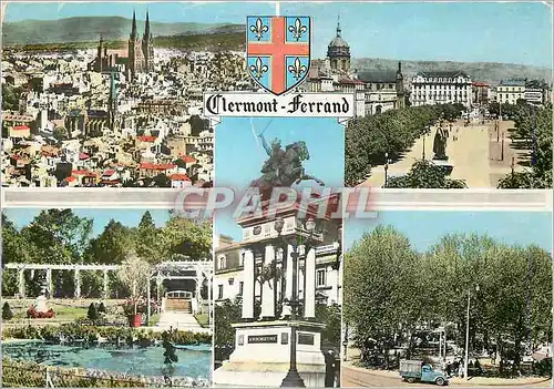 Moderne Karte Clermont Ferrand Vue generale Place de Jaude Jardin Lecoq Statue de Vercingetorix