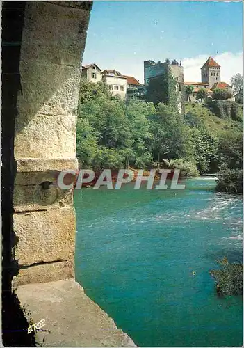 Moderne Karte Sauveterre de Bearn B Pyr L Eglise et le Donjon de Monreal vus du Pont du la legende