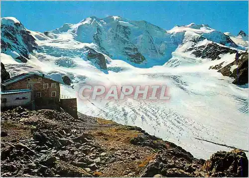 Cartes postales moderne Diavolezza Hutte mit Persgletscher Piz Cambrena Piz Palu Bellavista und Crast aguzza