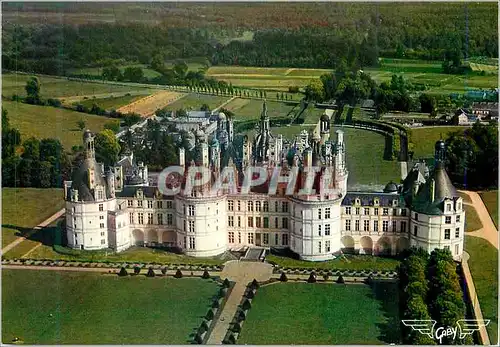 Moderne Karte Les Merveilles du Val de Loire Chambord Loire et Cher Le Chateau a l arriere la foret