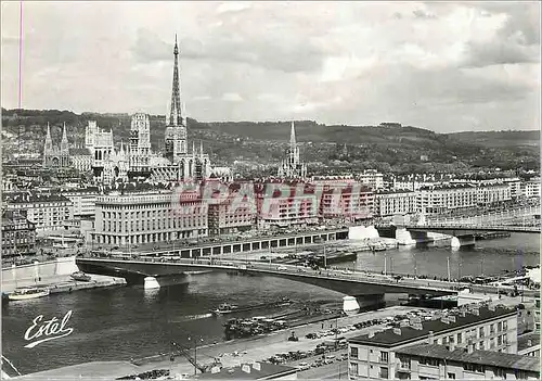 Moderne Karte Rouen La Seine le Palais des Consuls et Cathedrale