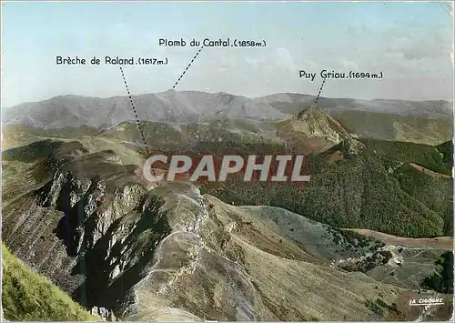 Moderne Karte Le Cantal Pittoresque Sommet du Puy Mary Panorama sur le Cretes