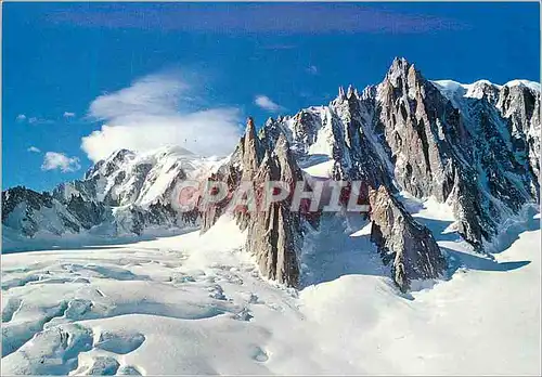 Moderne Karte Chaine du Mont Blanc Glacier de la Vallee Blanc Mont Blanc du Tacul et le Grand Capucin au fond