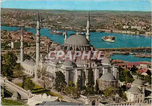 Cartes postales moderne Istanbul ve Saheserleri Suleymaniye ve Halic The Mosque of Soliman the magnificent and the Golde
