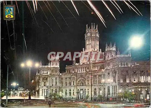 Moderne Karte Madrid Palais de Communications Vue nocturne