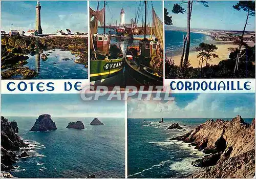 Moderne Karte La Bretagne en Couleurs Cotes de Cornouaille Penmarc h Douarnenez Guilvinec Tas de Pois et point