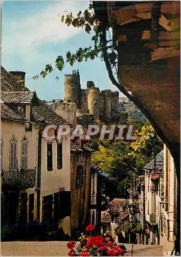 Moderne Karte L Aveyron Historique Najac La rue du Bariou et le chateau xiii siecle Le donjon tour circulaire