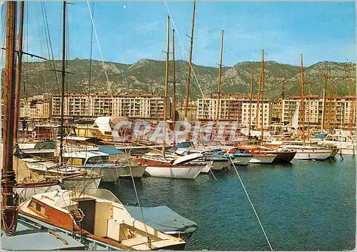 Moderne Karte La Cote d Azur Pays du Soleil Toulon Voiliers et hors bord dans le Port Montagne du Faron Bateau