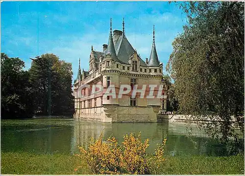 Moderne Karte Azay Le Rideau I et L Le Chateau se mirant dans un bras de l Indre