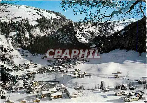 Cartes postales moderne Morzine Hte Savoie Sports d Hiver Vue sur la Quartier de l Eglise Plus au fond Super Marzine et