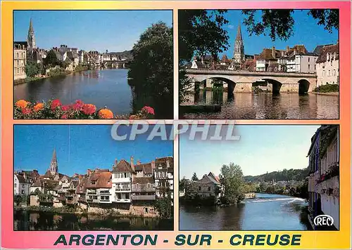 Cartes postales moderne Argenton sur Creuse Indre Bords de la Creuse Vieux Pont Eglise Saint Sauveur Maisons anciennes a