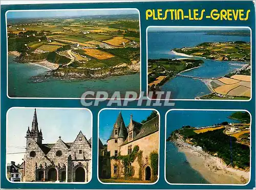 Cartes postales moderne Couleurs de Bretagne Plestin les Greves Les plages des Cures et de Roches d Argent restuaire du