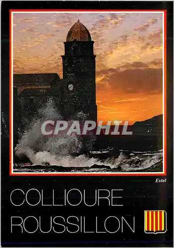 Moderne Karte Collioure Roussillon Le clocher de l eglise fortiee Saint Vincent