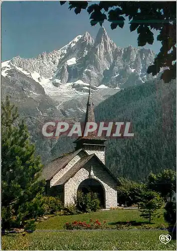 Cartes postales moderne La Vallee de Chamonix Haute Savoie La Chapelle des Praz devant l Aiguille verte et les Drus
