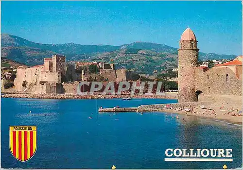 Cartes postales moderne La Cote Verneille Collioure Pyr Or L eglise fortifiree et le chateau des Rois de Marjorque