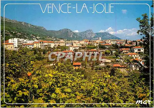 Moderne Karte Cote d Azur French Riviera Vence la Jolie Vue generale sur la Ville et la Chaine des Baous