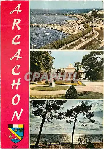 Cartes postales moderne Arcachon Cote d Argent La Plage Casino Mauresque Coucher de Soleil