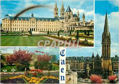 Cartes postales moderne Caen Calvades Abbaye aux Hommes xie siecle actuellement hotel de ville Les remparts du chateau L