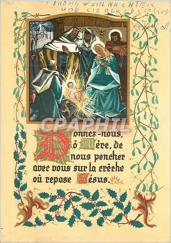 Moderne Karte Donnez nous o Mere de nous pencher avec vous sur la creche ou repose Jesus