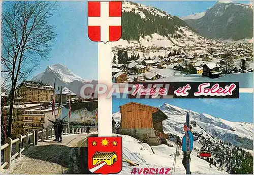 Moderne Karte Neige vet Soleil Morzine Haute Savoie Le Club European de Tourisme Vue generale de Morzine Arriv