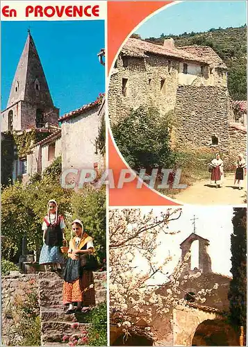 Moderne Karte En Provence Jeunes Provencales Vieux Mas Provencal Chapelle au Printemps