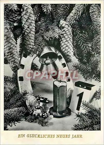 Cartes postales moderne Ein Gluckliches neues Jahr Fer a cheval Champignons