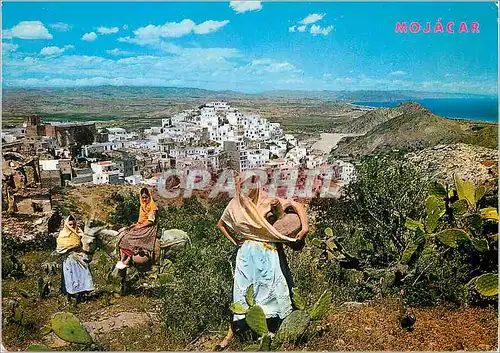 Moderne Karte Mojacar (Almeria) Espana Vue Panoramique Ane Donkey