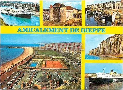 Moderne Karte Dieppe (Seine Maritime) Couleurs et Lumiere de la France Bateaux
