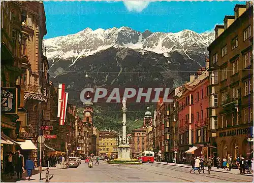 Cartes postales moderne Innsbruck Maria Theresien Strasse avec la Colonne Ste Anne Tramway