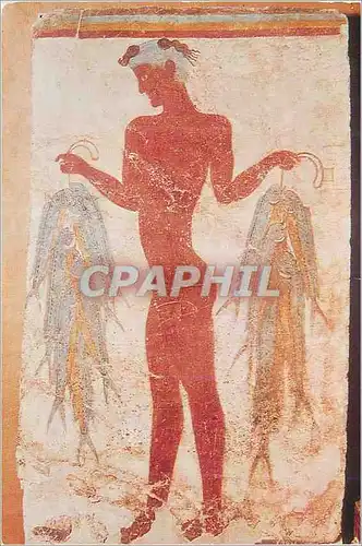 Cartes postales moderne Musee National Archeologique Athenes Thera Le Jeune Pecheur Fresco (vers 1500 av J C)