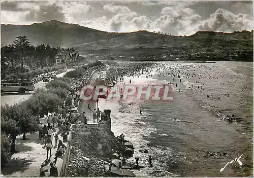 Moderne Karte Hendaye (B P) Apres midi sur la Plage au Loin Fontairabie