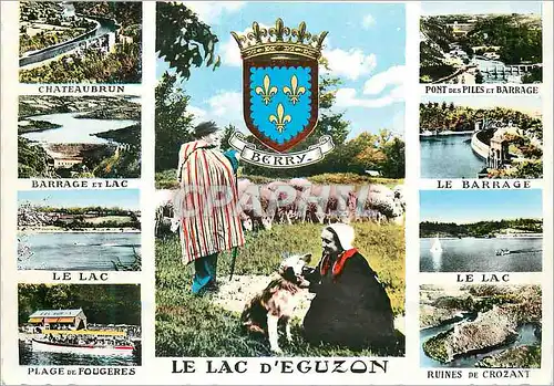 Cartes postales moderne Le Lac d'Eguzon Chateaubrun Pont des Piles et barrage Barrage et lac Plage de Fougeres Ruines de