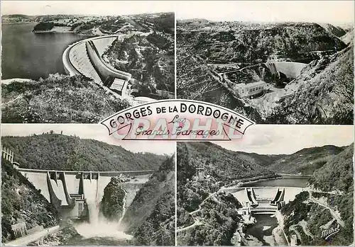 Moderne Karte Gorges de la Dordogne les Grands Barrages Bort Mareges L'Aigle Le Chastang