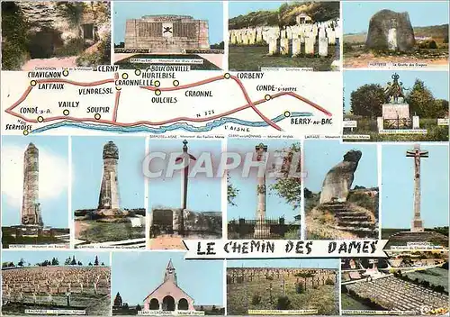 Moderne Karte Le Chemin des Dames Chavignon Bouconville Corbeny Militaria