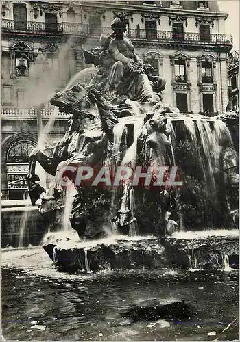 Moderne Karte Lyon Place des Terreaux Fontaine Bartholdi