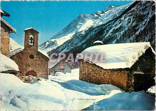 Moderne Karte L'Hiver dans les Alpes La Chapelle des Freaux a la Grave sous la Neige