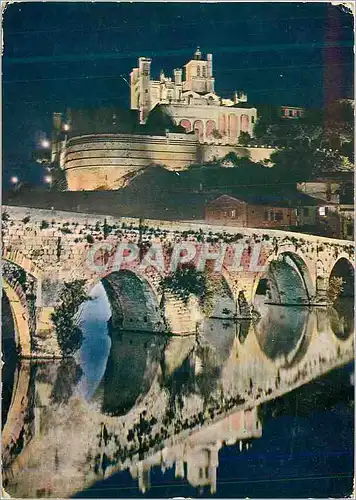 Cartes postales moderne Beziers (Herault) Panorama sur la Cathedrale Saint Nazaire Vue la Nuit