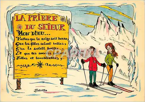 Cartes postales moderne Image de Chez nous en Hiver La Priere du Skieur