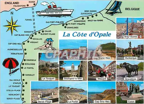 Cartes postales La Cote d'Opale Bateau Folkestone Wimereux